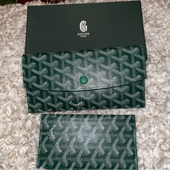 Goyard Green and Black Patterned Wallet Set - Picture 9 of 10